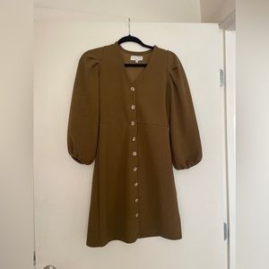 Madewell XXS olive green long sleeve puff sleeve mini dress
